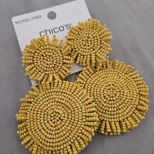 Chico's Mustard Beaded Statement Earrings